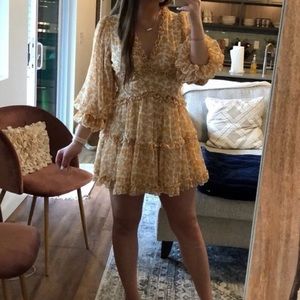 Mura boutique yellow ruffle v neck dress